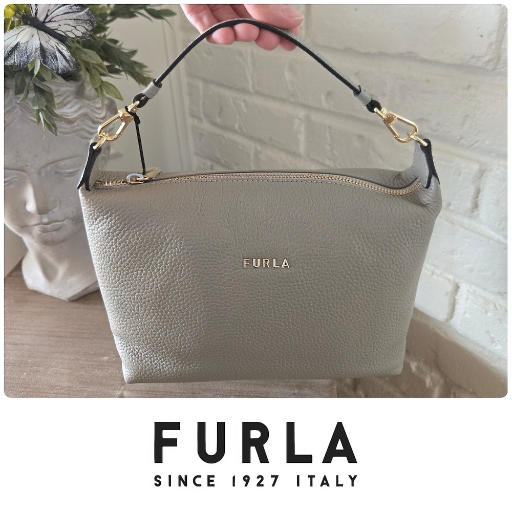 Nwt FURLA Sophie Bag, Leather, Card Slot, Marmo
